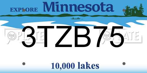 3TZB75 Minnesota License Plate
