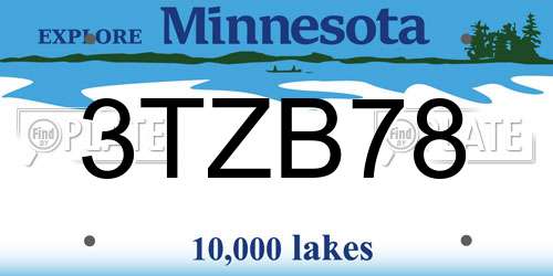 3TZB78 Minnesota License Plate