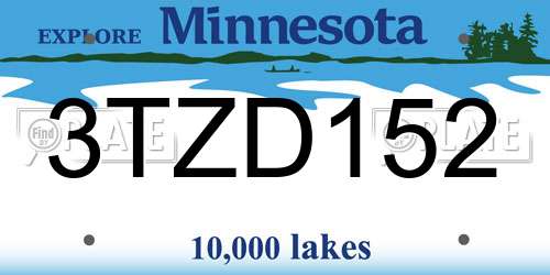 3TZD152 Minnesota License Plate