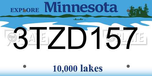 3TZD157 Minnesota License Plate