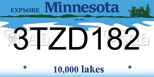 3TZD182 Minnesota License Plate