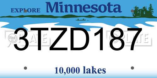 3TZD187 Minnesota License Plate
