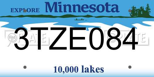 3TZE084 Minnesota License Plate