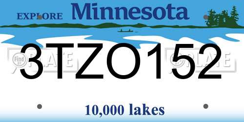 3TZO152 Minnesota License Plate