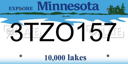 3TZO157 Minnesota License Plate