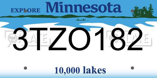 3TZO182 Minnesota License Plate