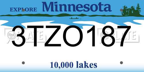 3TZO187 Minnesota License Plate
