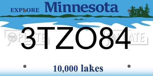3TZO84 Minnesota License Plate