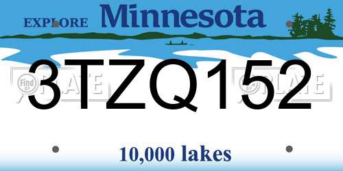 3TZQ152 Minnesota License Plate