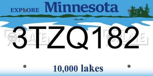 3TZQ182 Minnesota License Plate