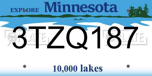 3TZQ187 Minnesota License Plate