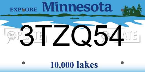 3TZQ54 Minnesota License Plate