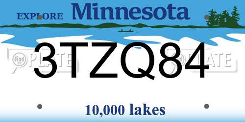 3TZQ84 Minnesota License Plate