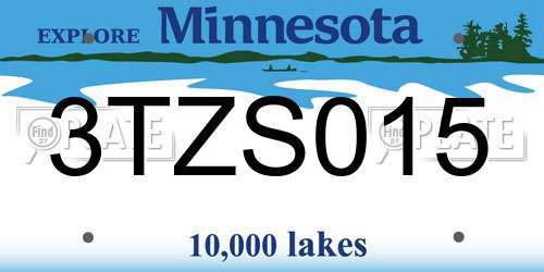 3TZS015 Minnesota License Plate