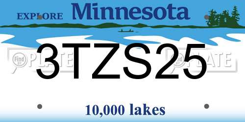 3TZS25 Minnesota License Plate
