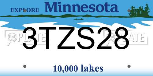 3TZS28 Minnesota License Plate