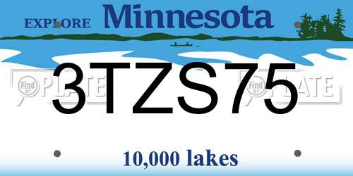 3TZS75 Minnesota License Plate