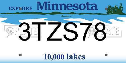 3TZS78 Minnesota License Plate