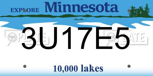 3U17E5 Minnesota License Plate