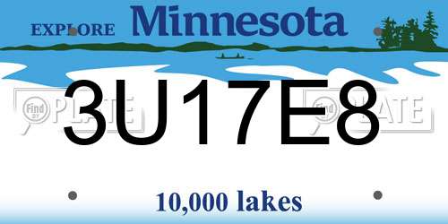 3U17E8 Minnesota License Plate