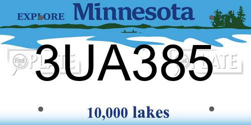 3UA385 Minnesota License Plate