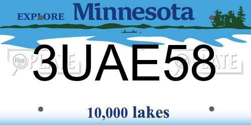 3UAE58 Minnesota License Plate