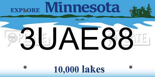 3UAE88 Minnesota License Plate