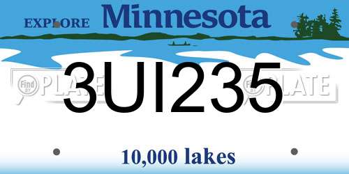 3UI235 Minnesota License Plate