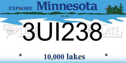 3UI238 Minnesota License Plate