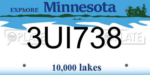 3UI738 Minnesota License Plate