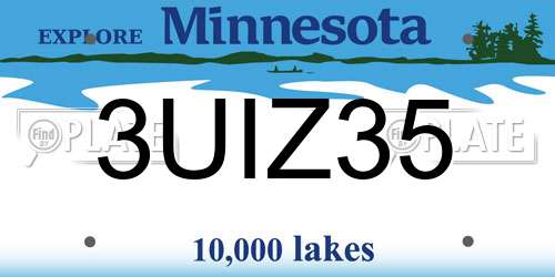3UIZ35 Minnesota License Plate