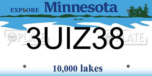 3UIZ38 Minnesota License Plate