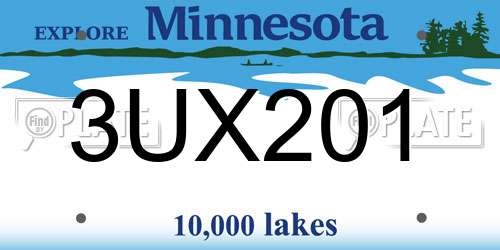 3UX201 Minnesota License Plate