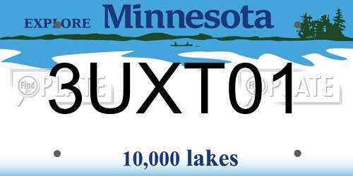 3UXT01 Minnesota License Plate