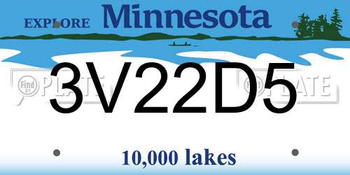 3V22D5 Minnesota License Plate