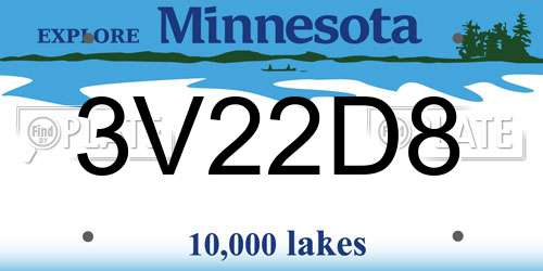3V22D8 Minnesota License Plate