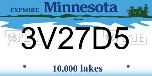 3V27D5 Minnesota License Plate