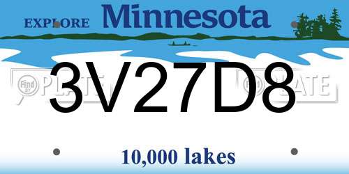 3V27D8 Minnesota License Plate
