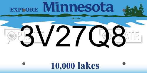 3V27Q8 Minnesota License Plate