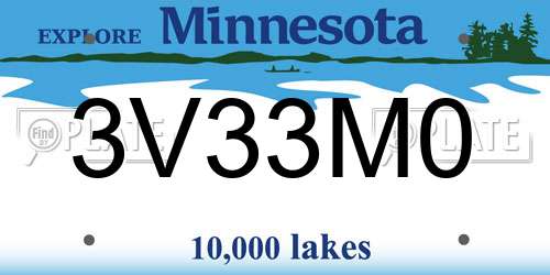 3V33M0 Minnesota License Plate