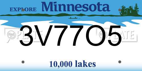 3V77O5 Minnesota License Plate