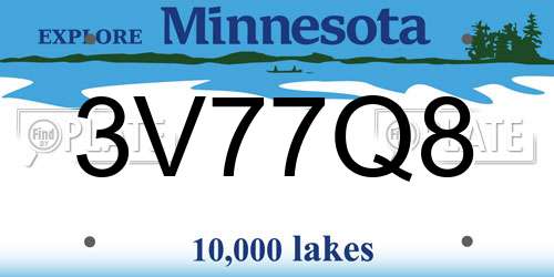 3V77Q8 Minnesota License Plate