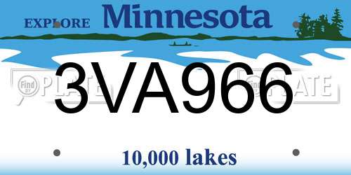 3VA966 Minnesota License Plate