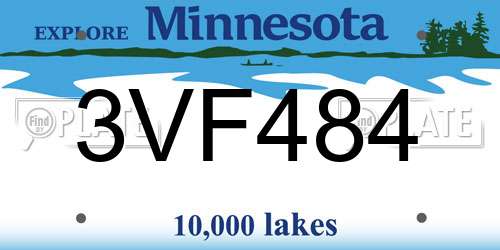 3VF484 Minnesota License Plate