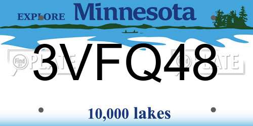 3VFQ48 Minnesota License Plate