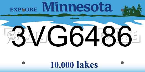3VG6486 Minnesota License Plate