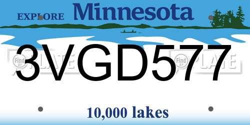 3VGD577 Minnesota License Plate