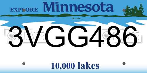 3VGG486 Minnesota License Plate