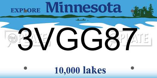 3VGG87 Minnesota License Plate