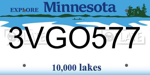 3VGO577 Minnesota License Plate